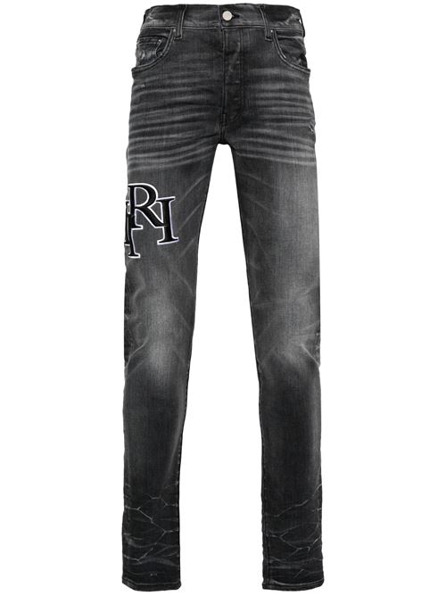 Jeans skinny con logo ricamato AMIRI | AMDNSY1007STORM GREY